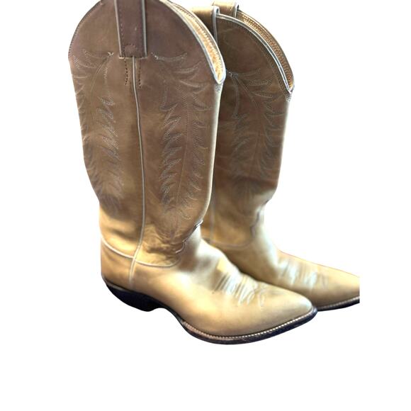 Justin Style VTG 80's Mens Brown Cowboy Boot Leather SZ 7D USA Western Rustic - Picture 1 of 10